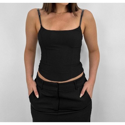 Women's Buckle Strap Scoop Neck Corset Tank - NIA