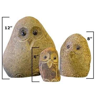 Hand-Carved Natural Stone Owl Garden Decor, 8-Inch