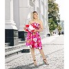 LA LEELA Women's Casual Beach A line Slit Smocked Mini Dress Tube Top Evening Short Strapless Christmas Tree Outfits for Women - 3 of 4