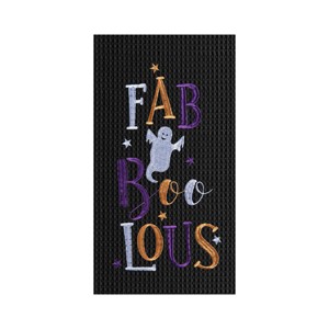 C&F Home FAB-Boo-Lous Ghost Embroidered Cotton Halloween Waffle Weave Kitchen Towel - 1 of 4