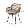 Modern Outdoor Faux Rattan Woven Back Dining Chairs Set of 2,Rattan Dining Armchair,Fabric Upholstered Kitchen Dining Room Chairs-Coolbibila - 4 of 4