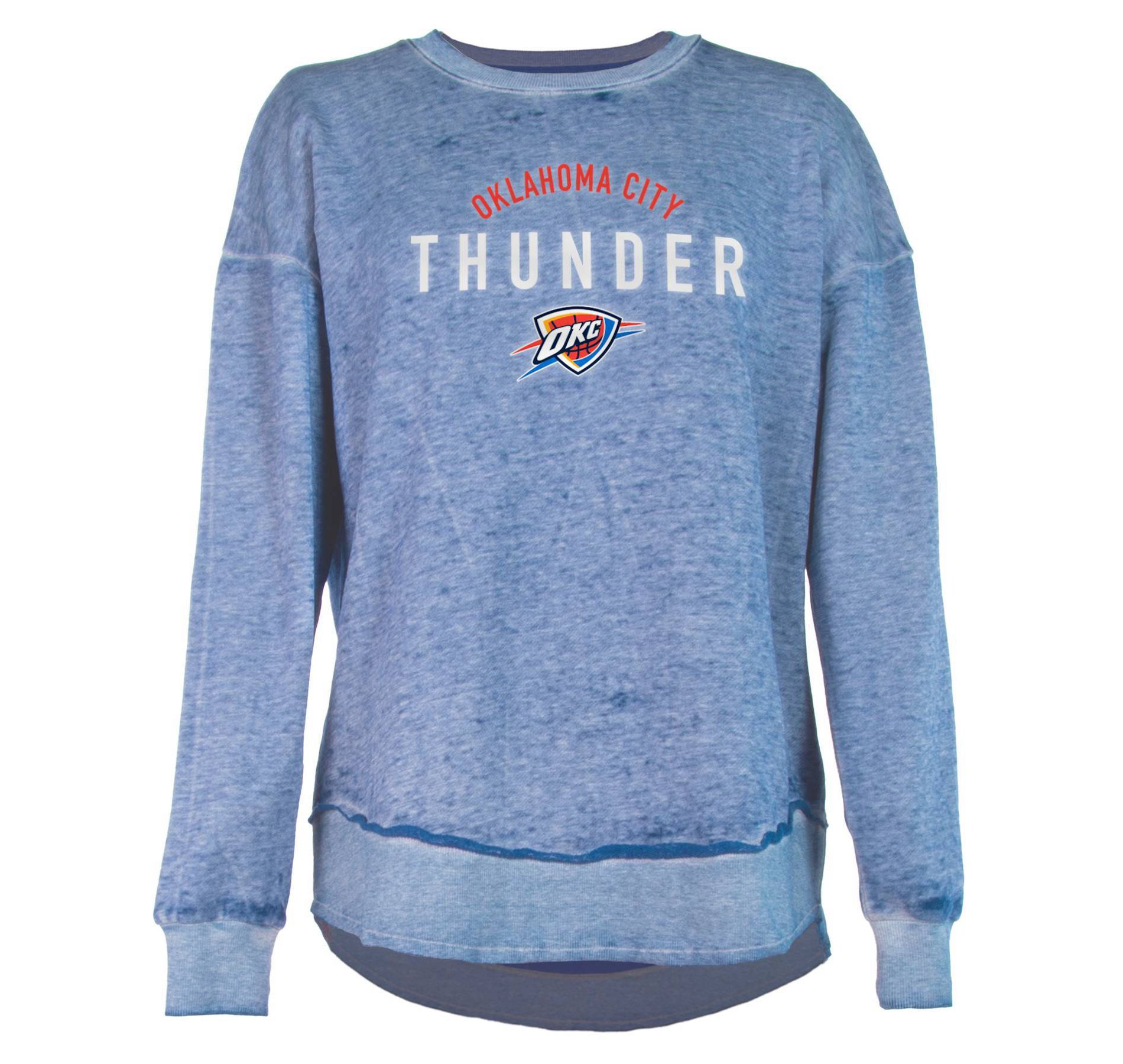 NBA Oklahoma City Thunder Women's Burnout Crew Neck Fleece Sweatshirt - L