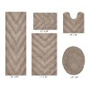 Hugo 5-Piece Bath Rug Set 100% Premium Cotton Tufted Chevron Pattern Bathmats for Bathroom, Super Soft Absorbent Machine Washable - 2 of 4