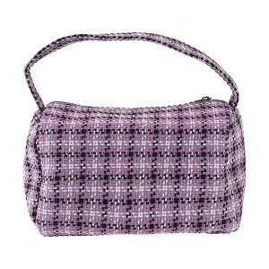 Unique Bargains Women's Plaid Handheld Cosmetic Bag 1 Pc - 1 of 3