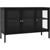 vidaXL Powder-Coated Steel Sideboard - Black Tempered Glass - 2 of 4