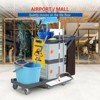 Commercial Janitorial Cart, 3-Shelf Housekeeping Cart with Storage Cabinets and Laundry Bag - 3 of 4