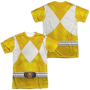 Men's Power Rangers Yellow Ranger (Front Back Print) Short Sleeve Costume T-Shirt - 1 of 4