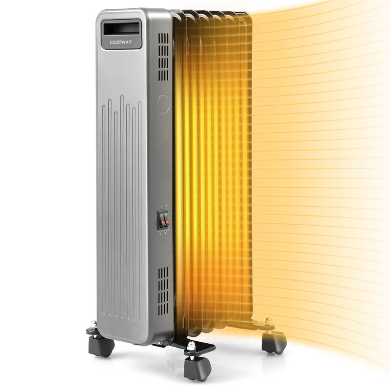 Costway 1500W Oil-Filled Radiator Heater Portable Electric Space Heater 3 Heat Settings, 1 of 11