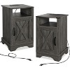 Heynemo Farmhouse Nightstand with Charging Station, Tall Bedside Table with X-Shaped Design, Wooden Rustic End Table - 2 of 4