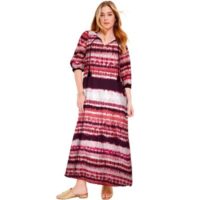 June + Vie By Roaman's Women's Plus Size Halcion Boho Maxi Dress - 14/ ...