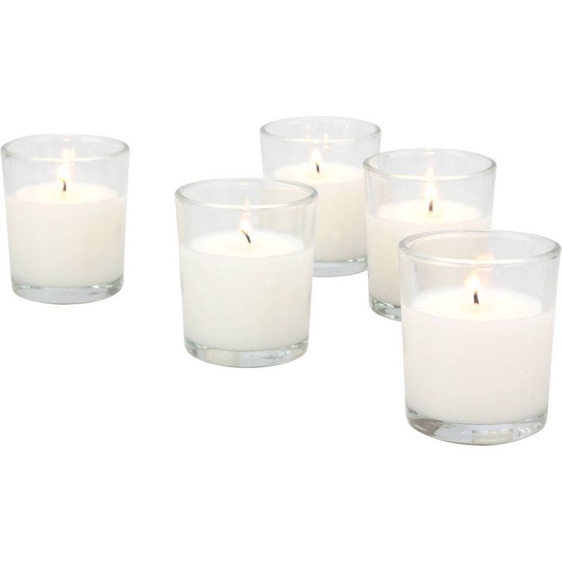 Stonebriar 24 pk Unscented Long Burning Clear Glass Wax Filled Votive Candle, 1 of 6