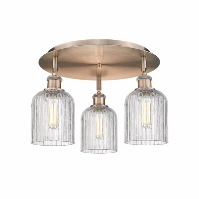 Bridal Veil - 3 Light Flush Mount In Art Deco Style-10 Inches Tall and 16.75 Inches Wide