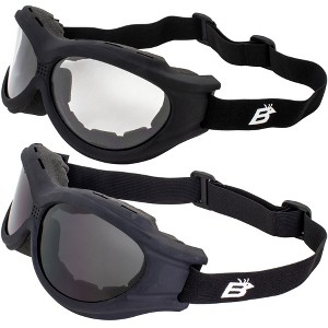 2 Pairs of Birdz Eyewear Buzzard Safety Motorcycle Goggles with Clear, Smoke Lenses - 1 of 4