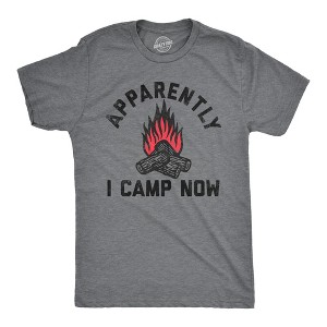 Mens Apparently I Camp Now T Shirt Funny Outdoors Woods Tent Camping Joke Tee For Guys - Crazy Dog Men's T Shirt - 1 of 4