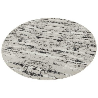 LunaLulinlk Washable Manhattan Silver Woven Round Area Rug