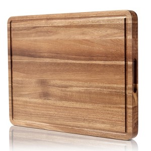 Acacia Wood Cutting Board with Handles & Juice Grooves, 20x15 inch Charcuterie Cheese Board for Kitchen, Gift for Home Cooks, Natural wood - 1 of 4