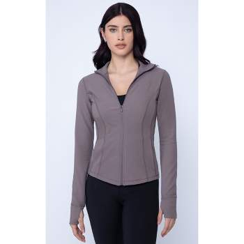90 Degree By Reflex Womens Casual Fit Long Sleeve Hooded Fleece Jacket -  Gray Medium : Target