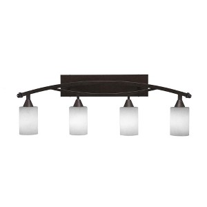 Toltec Lighting Bow 4 - Light Vanity in  Bronze with 4" White Muslin Shade - 1 of 1