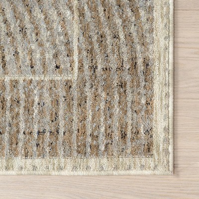 Sand Geometric Rectangular Synthetic Area Rug, 5' x 7'