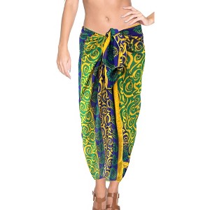 LA LEELA Women's Beachwear Sarong Coverups Bikini Skirt Swim Cover Up Summer Wraps Swimwear Beach Wrap Skirts for Women One Size Green,Abstract - 1 of 4