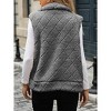 Coolmee Women's Fuzzy Fleece Vest Sleeveless Quilted Jacket Zip Up Vest Winter Coats with Pockets - 3 of 4