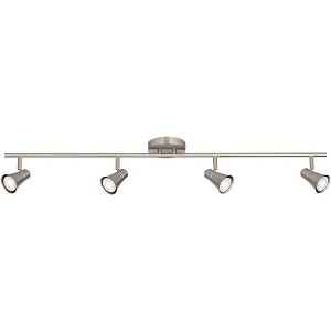 Pro Track Castro 4-Head 6.5W LED Ceiling Track Light Fixture Kit Spot Light GU10 Silver Brushed Nickel Finish Modern Kitchen Bathroom 40" Wide - 1 of 4