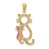 Black Bow Jewelry 14k Yellow & Rose or White & Rose Gold Sitting Cats Pendant, 11 x 22mm - 3 of 4