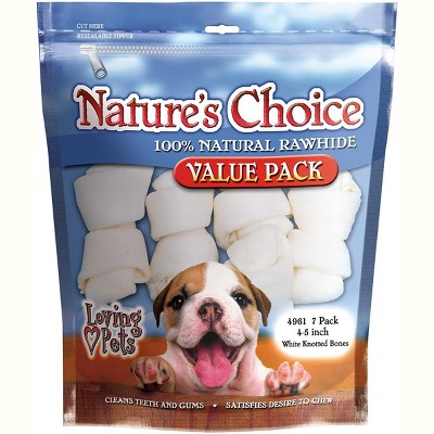 Loving Pets Nature's Choice 4-5 Inch White Knotted Rawhide Bones (7 Pack)