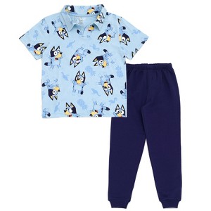 Bluey Polo Shirt and Fleece Jogger Pants Outfit Set Toddler - 1 of 4