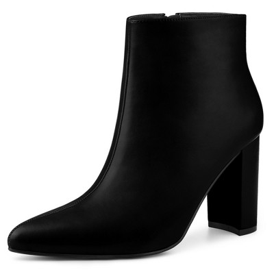 Perphy Women's Pointed Toe Side Zip Block Heeled Ankle Boots