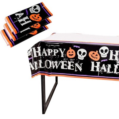 Juvale 3 Pack Happy Halloween Plastic Tablecloth, Table Cover Party Décor (54 x 108 in)