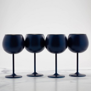 Cambridge Silversmiths Set of 4 18oz Stainless Steel Wine Glasses Blue: Dishwasher-Safe Drinkware for Hot & Cold Beverages - 1 of 3