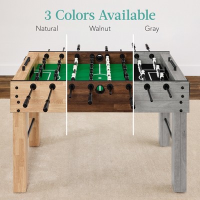 Gray Full-Size Wood Foosball Table with Chrome-Finished Steel Rods