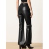 INSPIRE CHIC Women's High Waist Bottom Flared Faux Leather Pants With Pockets - 3 of 4