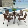 Outdoor Dining Set, 5 Pcs Dining Set with Plastic Chairs and Steel Table, Dining Table with Steel Tabletop and Umbrella Hole-Coolbibila - 3 of 4