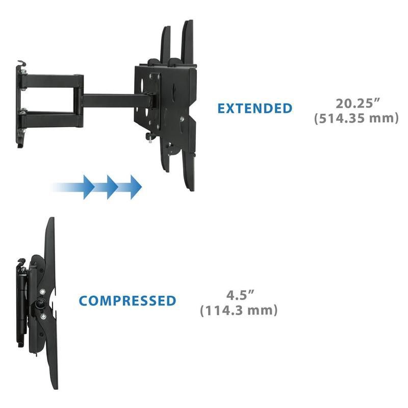 Mount-It! Dual Arm Full Motion TV Mount | Heavy-Duty Articulating TV Bracket for 32 - 60 in. Flat Screen | 20.25 in. Arm Extension | 175 Lbs. Capacity, 3 of 7