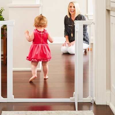 Extra-Wide White Metal Auto-Close Baby Gate
