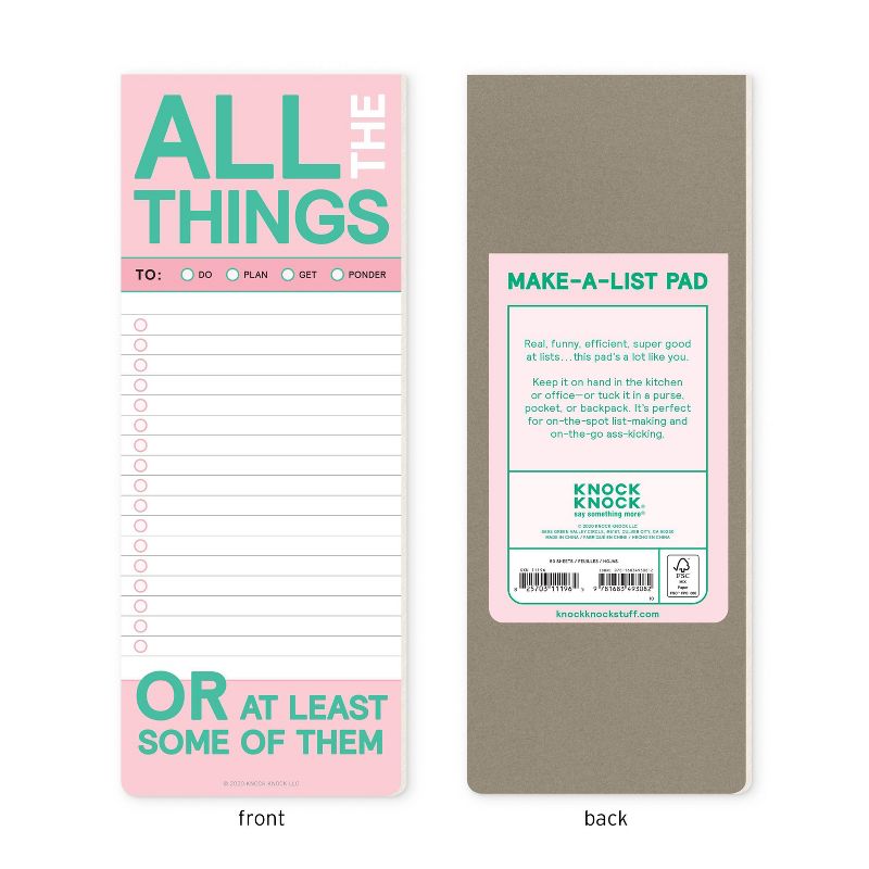 Knock Knock 3.5&#34;x9&#34; &#39;All The Things Make A List Pad&#39; Shopping List Pad and To Do Pad, 2 of 6