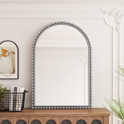 VYNXARIA 35"x24" Iron Art Arch Vintage Vanity Mirror, Wall Hanging, Placed On The Table, Suitable For Living Room, Bedroom, Bathroom (Silver)