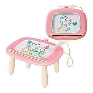 Etokfoks Magnetic Drawing Board for Toddlers 1 Piece Adjustable Height Table Educational Doodle Pad for Kids Ages 1 to 3 Soft Pink - 1 of 4