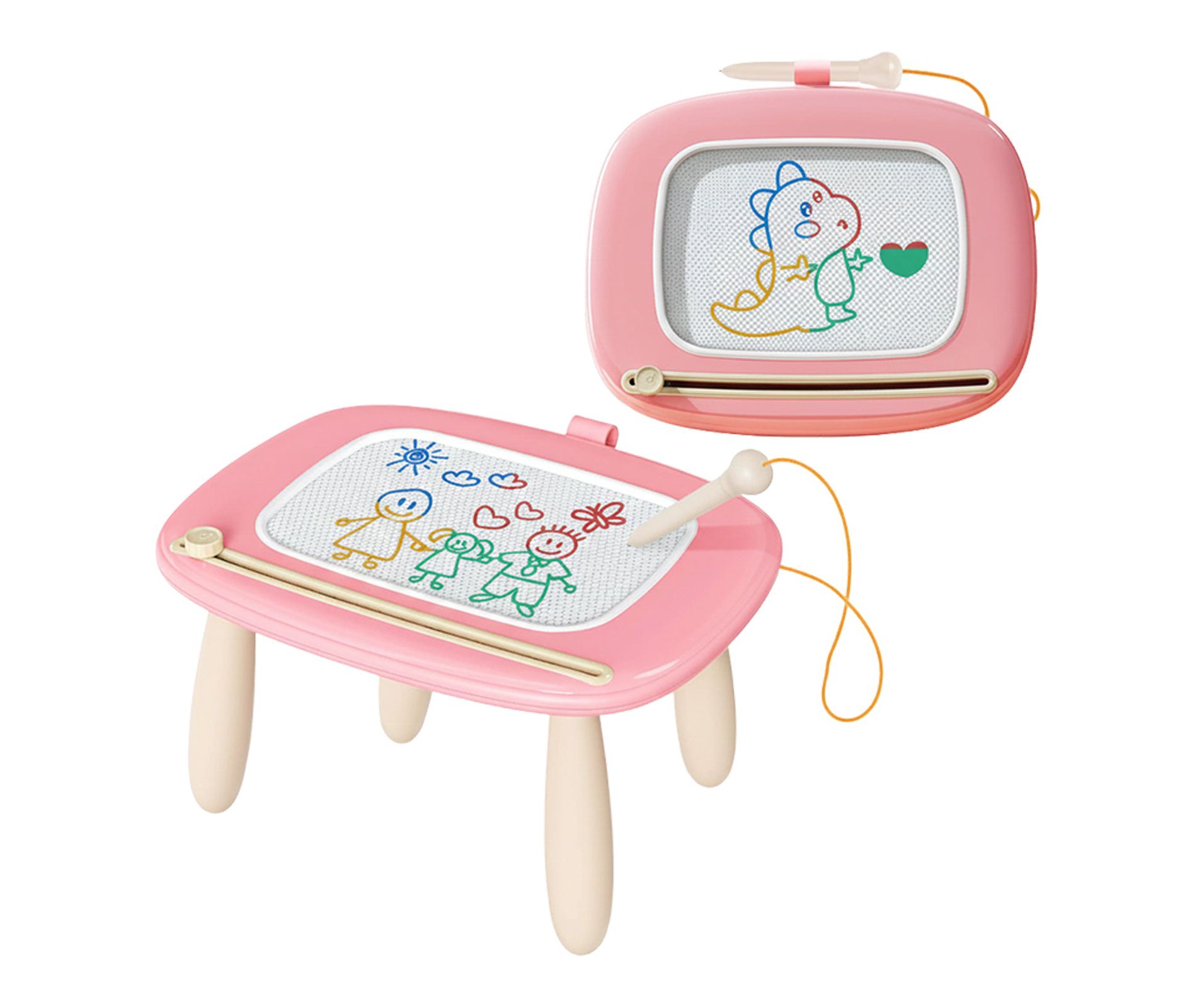 Etokfoks Magnetic Drawing Board for Toddlers 1 Piece Adjustable Height Table Educational Doodle Pad for Kids Ages 1 to 3 Soft Pink