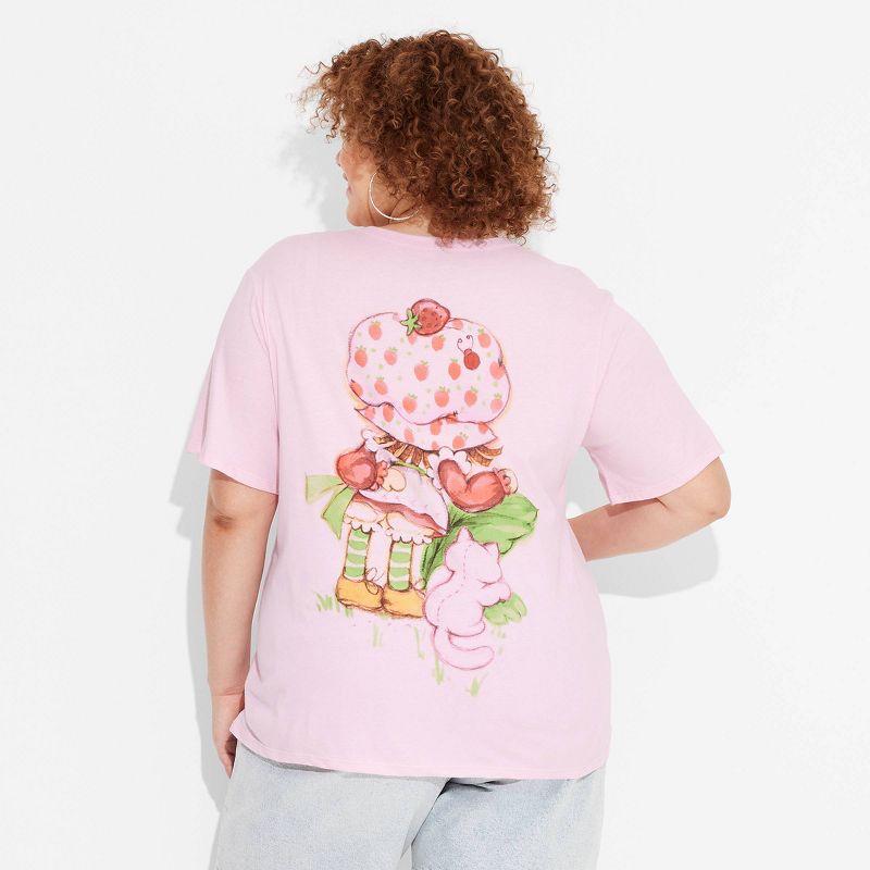 Women's Oversized Print Strawberry Shortcake Short Sleeve Graphic T-Shirt - Pink, 2 of 5