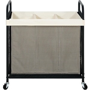 Laundry Hamper 3 Section, 120L Rolling Laundry Sorter Cart with Removable and Washable Liner Bag - 1 of 4