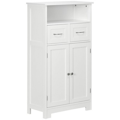 kleankin Short Bathroom Storage Cabinet, Cabinet Organizer with 1 Drawer  and Adjustable Shelf for Living Room, White 