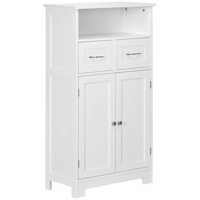 kleankin Bathroom Storage Cabinet Freestanding Cupboard Organizer with Two Drawers and Adjustable Shelf for Living Room, Bedroom or Entryway, 1 of 7
