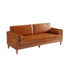 NicBex Couches for Living Room 82.48" Convertible Loveseat Sleeper Sofa Bed PU Sofa Couch with Adjustable Backrest and Storage Pockets, Brown - 3 of 4