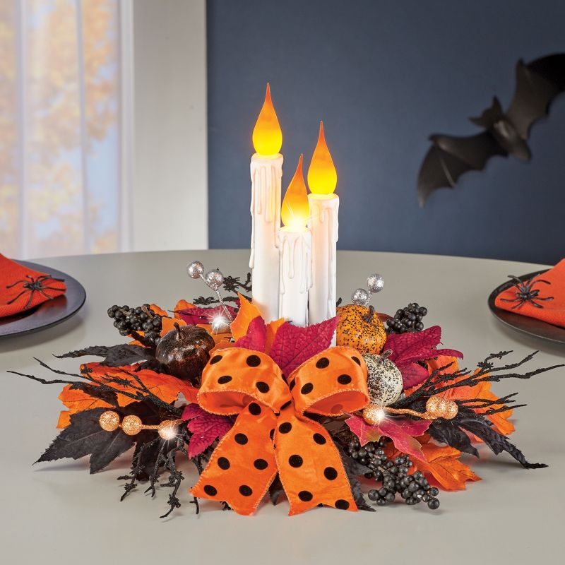 Collections Etc LED-Lighted Halloween Candle Centerpiece 13 X 13 X 11, 2 of 3