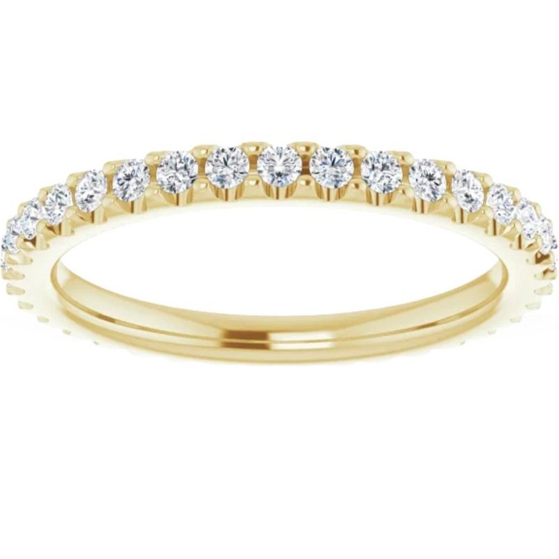 Pompeii3 3/8ct Diamond Eternity Ring 14k Yellow Gold Womens Stackable Wedding Band, 1 of 6