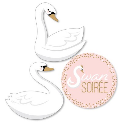 Big Dot of Happiness Swan Soiree - DIY Shaped White Swan Baby Shower or Birthday Party Cut-Outs - 24 Count