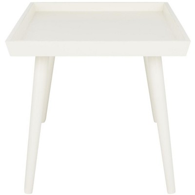 Urban Transitional 42'' Rectangular White Wood Coffee Table with Tray